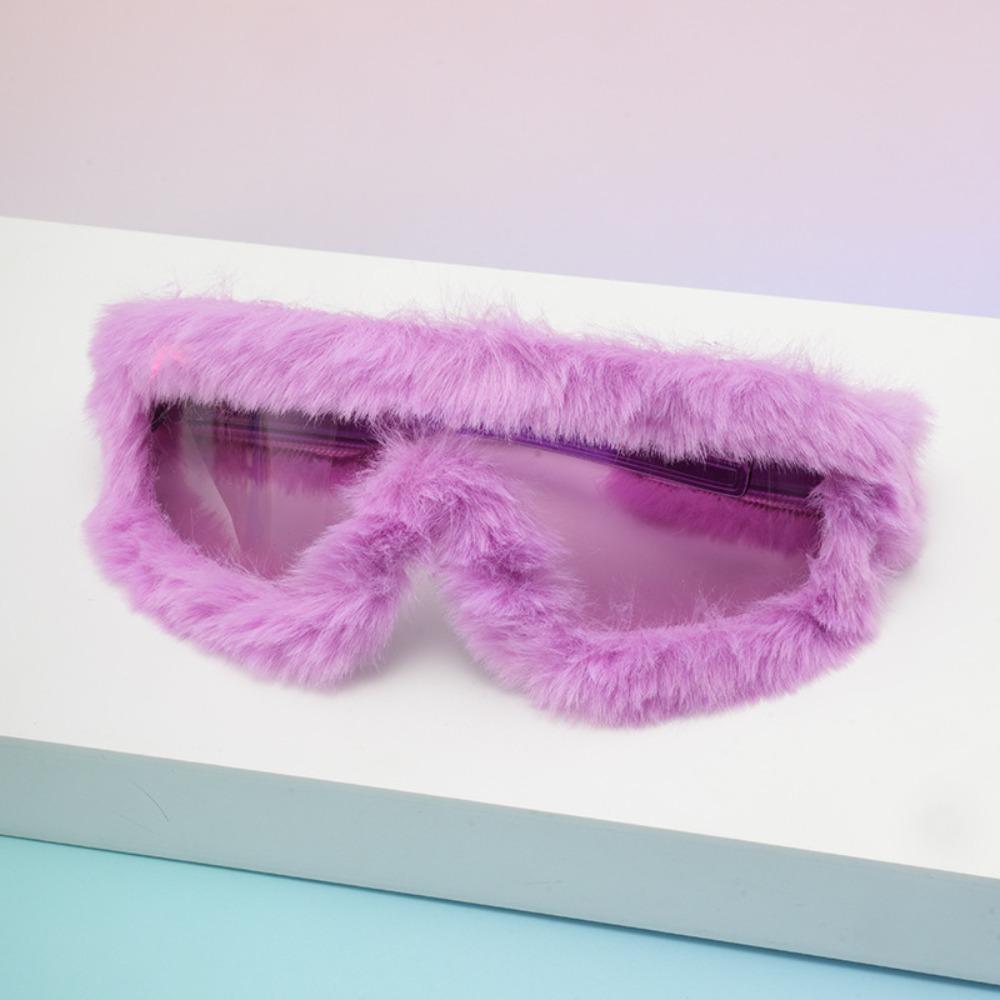 Soft Winter Sunglasses Furry Party Sunglasses Plush Sunglasses Winter Christmas Halloween Party