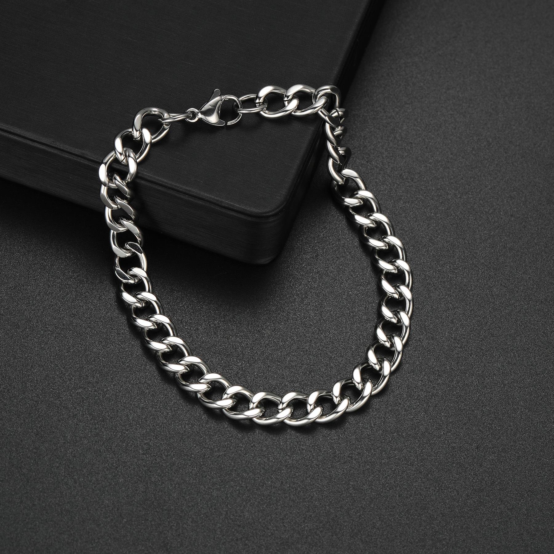 Classic 2024 Men s Titanium Steel Bracelet Stainless Steel Fashion Jewelry NK Chain Hand Chain Stylish Unisex Wristband