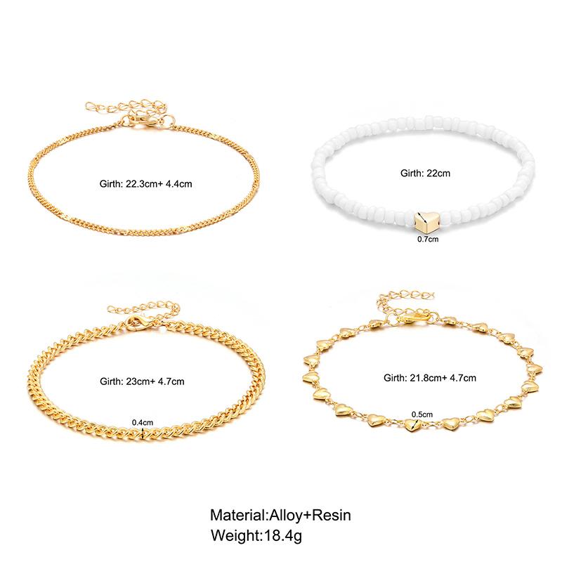 Boho Multilayer Beads Heart Chain Anklet Bracelet Charm Anklet Sandals Barefoot Beach Foot Bridal Valentine's Jewelry J41