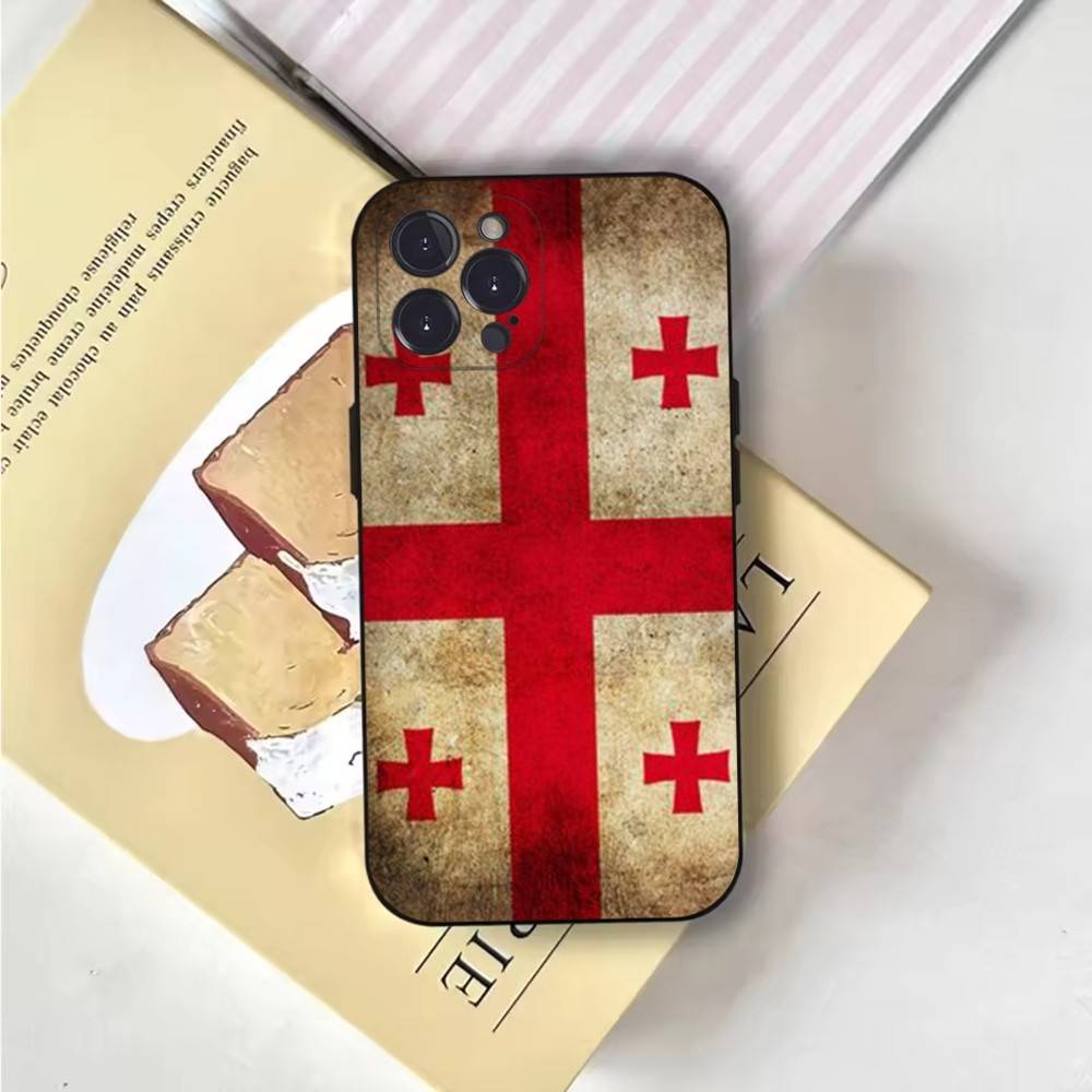 

Georgia Flag Phone Case Phone Case For iPhone 16,15,14,13,12,11,Pro,X,XS,Max,XR,Plus,Mini Soft Black Cover iPhone15