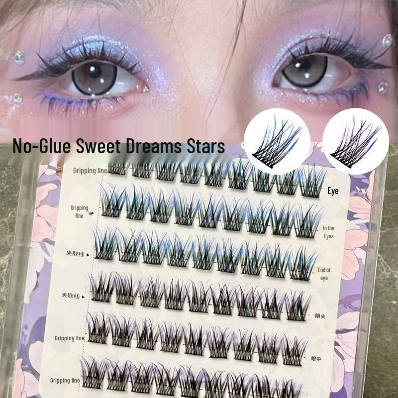 

Sweet Dream Starry Sky False Eyelashes - Curled, Thick, Colored Comic Style