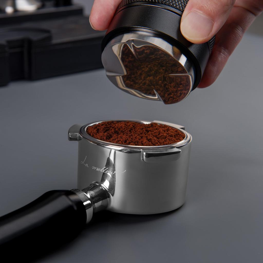 La mellow Distributor Coffee Tamper, 51mm, Adjustable Height, with Graduations, Stainless Steel, for Espresso Grinder