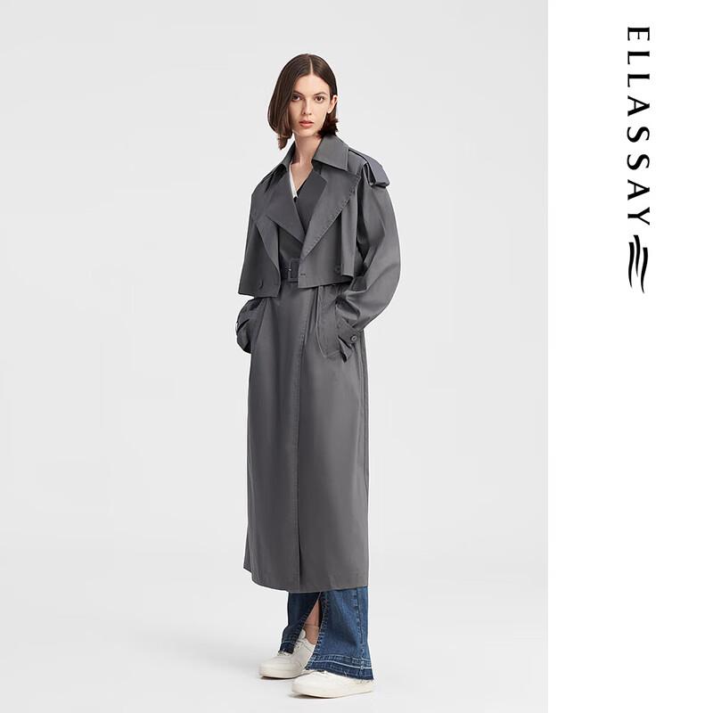 ELLASSAY Women's Lightweight Cotton Blend Long Trench Coat