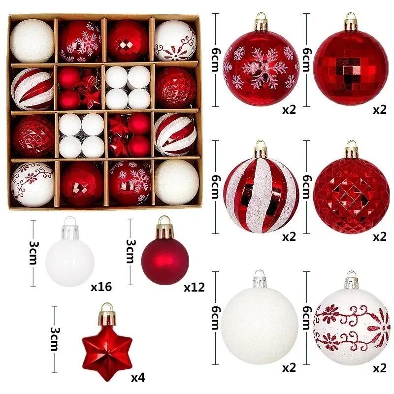 44Pcs Christmas Ball Ornaments 3-6cm shatterproof Christmas Hanging Ball Christmas Tree Decoration Home Party 2026 New Year Gift