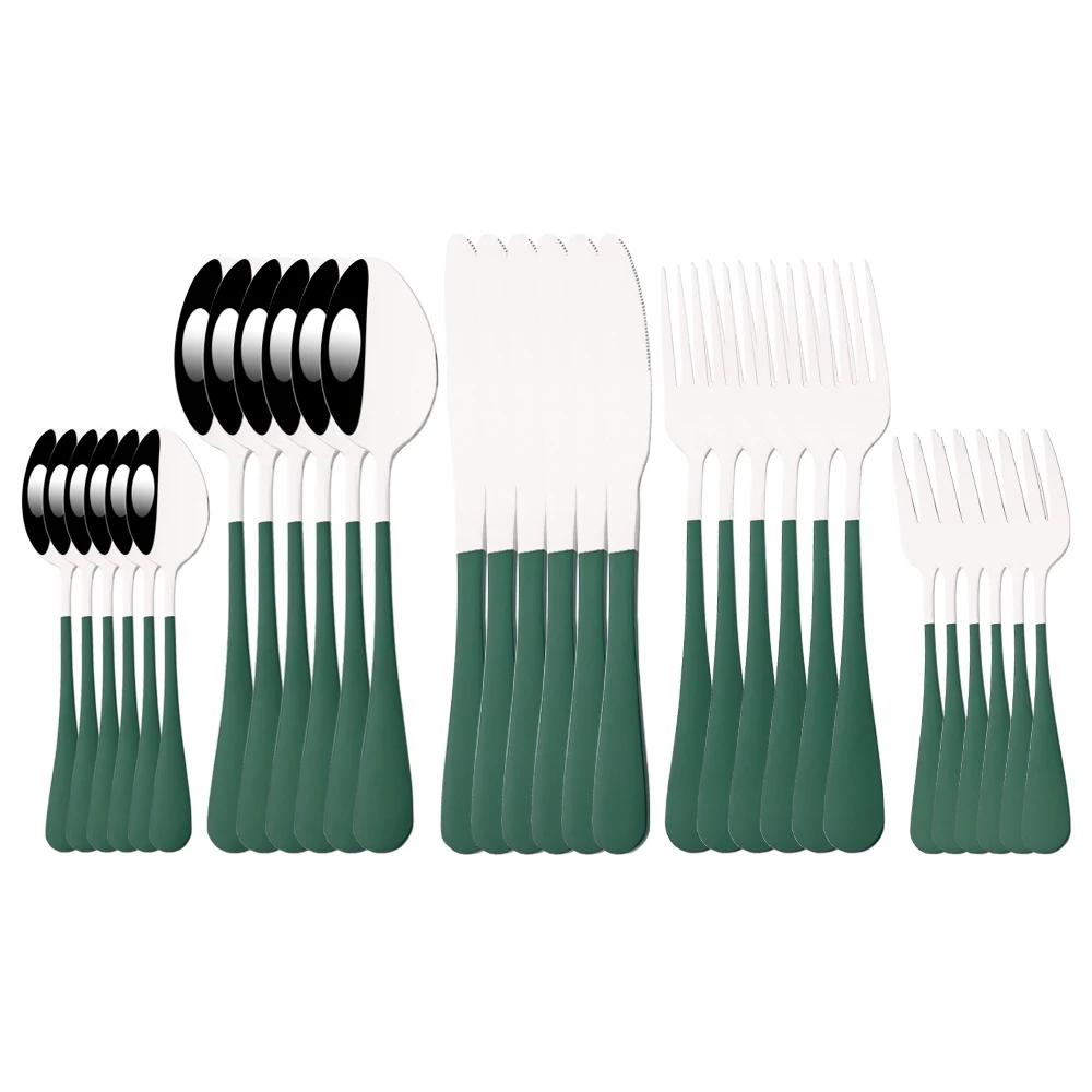 6/30Pcs Rainbow Dinnerware Stainless Steel Cutlery Set Knife Cake Fork Tea Spoon Flatware Set Kitchen Silverware Tableware Set