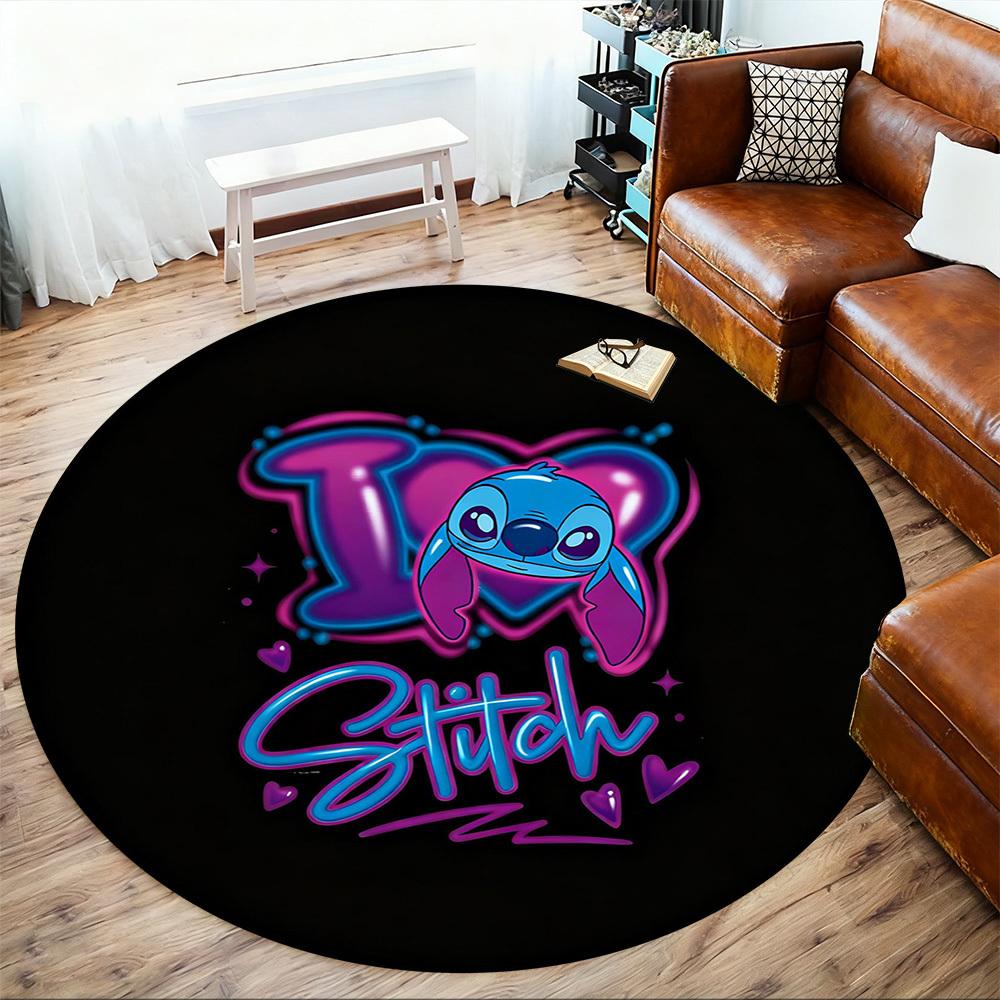1pc Love Stitch Round Chair Mat Office Area Rug - Non-Slip, Floor Mat for Office, Bedroom, Ideal Home Decor Gift P0105045