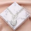Hand Bracelet Silver Alloy Hand Bangle Heart-Shaped Pendant Chain Crystal Jewelry Decoration