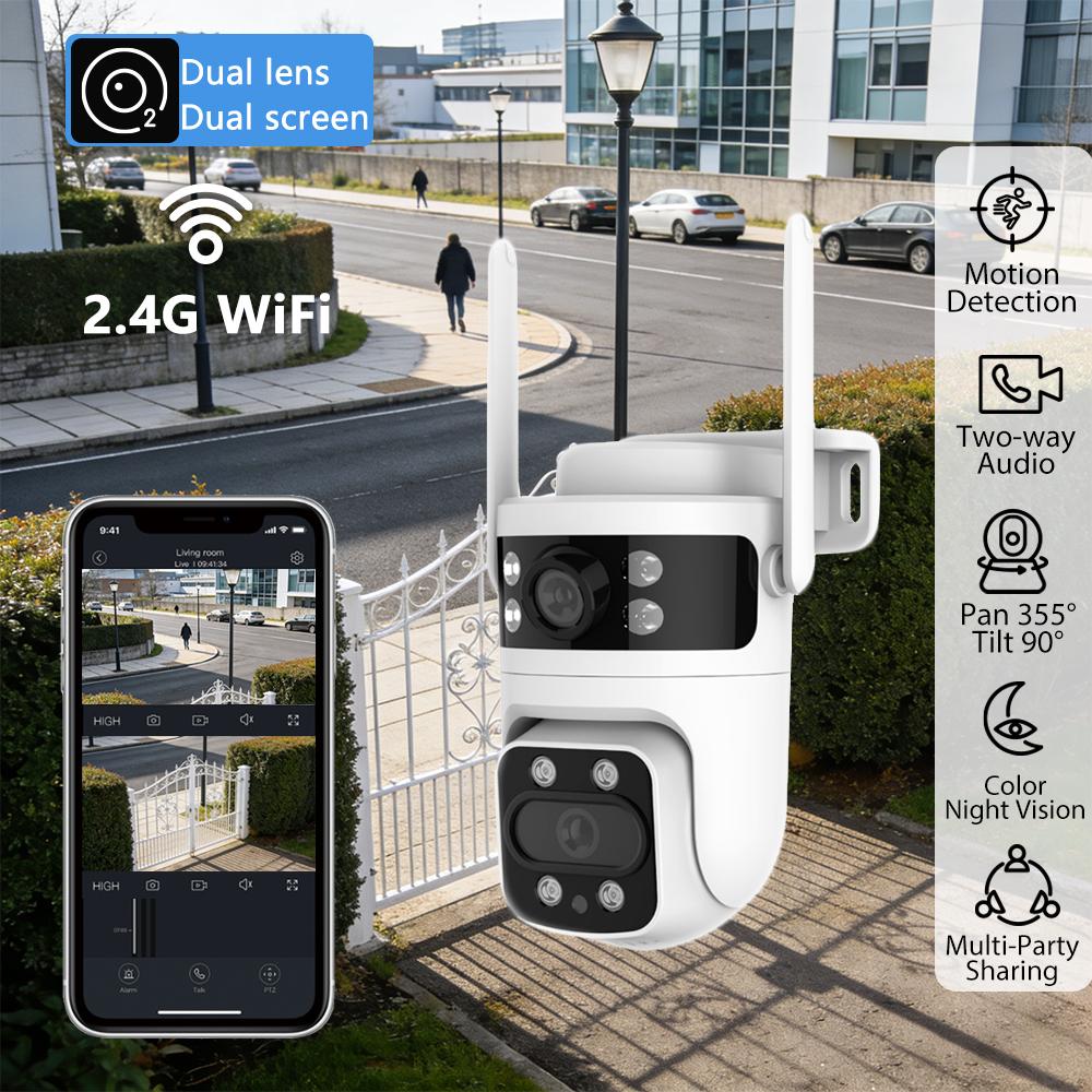 1pc Boykeep Dual-Lens Security Camera: 1080P, 355° Pan & 90° Tilt, Full-Color Night Vision