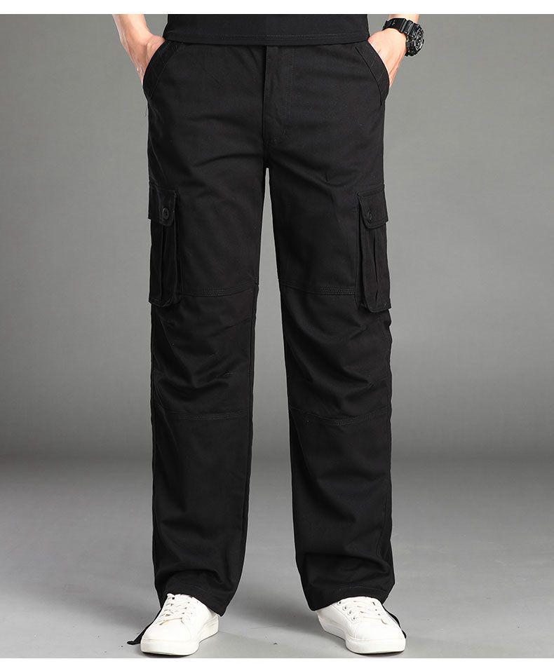 Spring and Autumn Men's Multi-Pocket Casual Pure Cotton Loose Straight-Leg Trousers