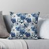 Blue And White Floral Square Pillowcase Polyester Linen Velvet Creative Zip Decorative Throw Pillow Case Home Cushion Cover