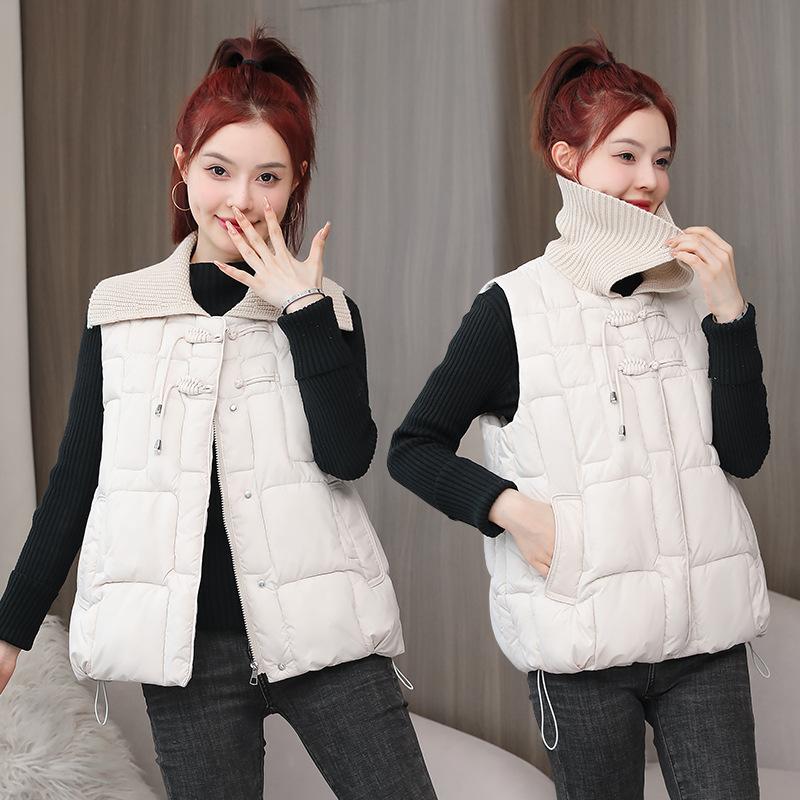 Autumn and winter new down cotton vest female Korean version student loose cotton jacket vest lapel vest jacket female