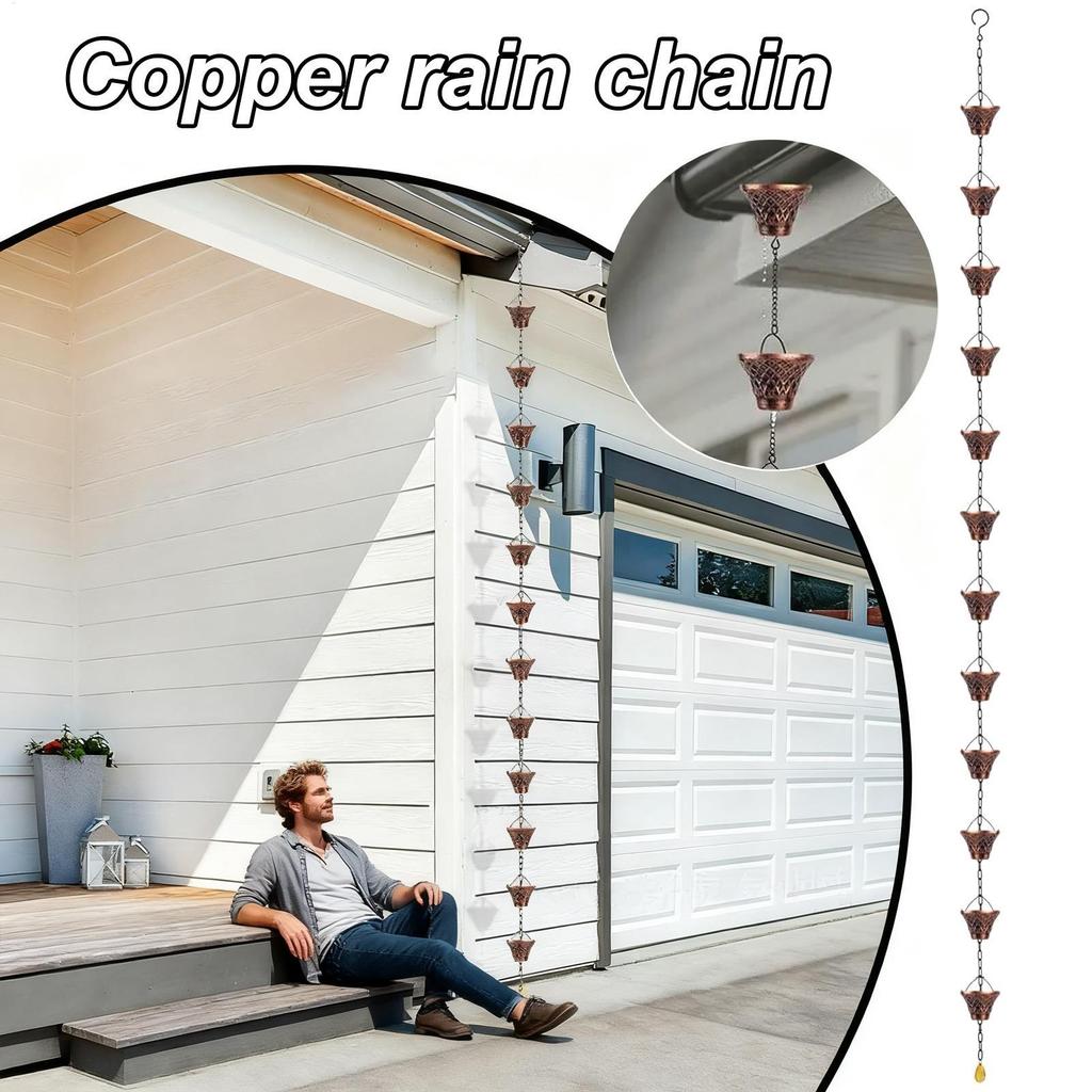 Rain Chains For Outside 9FT Decorative Downspout Drain Extension 12 Cups Water Chains For Gutters For House Garden Outdoor