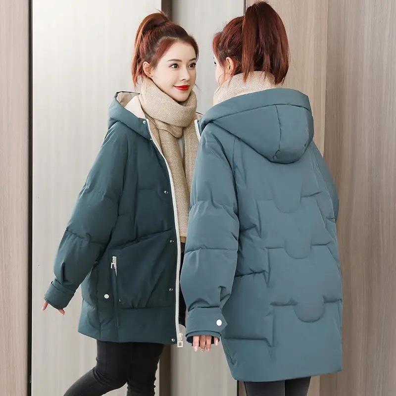 

Элегантное женское стеганое пальто — шикарный однотонный цвет, длинный рукав, средняя длина с карманами | Машинная стирка, полиэстер XXL синий