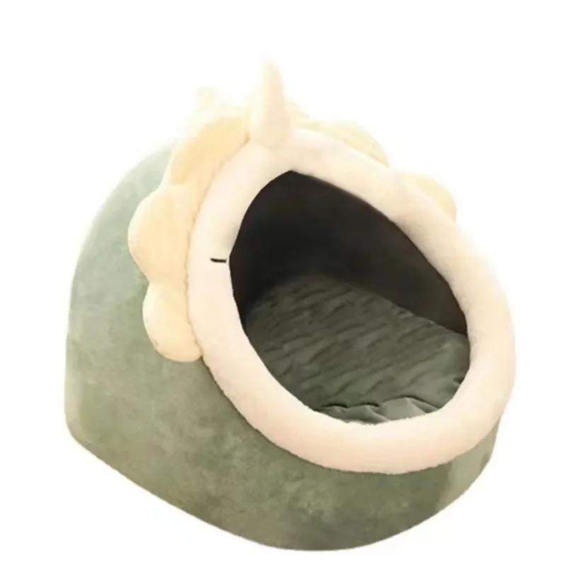 Katzenbetthaus mit wasserdichter Matte, vollständig umwickeltes, zusammenklappbares Nesthaus für Katzenwelpen, warme Fleeceunterlage, Haustierzelt, gemütliche Höhle für den Innenbereich