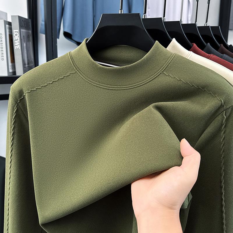 Men s Double-Sided Plush Half-High Collar Sweatshirt – Thick Warm Velvet Top for Autumn and Winter XL (suggested 130-150 jin)