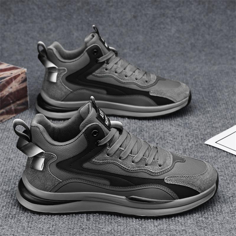 

Men s shoes spring high-top leather waterproof casual sports shoes trendy versatile shoes male dad trendy shoes breathable 39