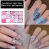 3D Bow Nail Charms Pearl Beads Flower Charms Pink White Bowknot Nails Art Charms Nails Art Decorations for Acrylic Nails