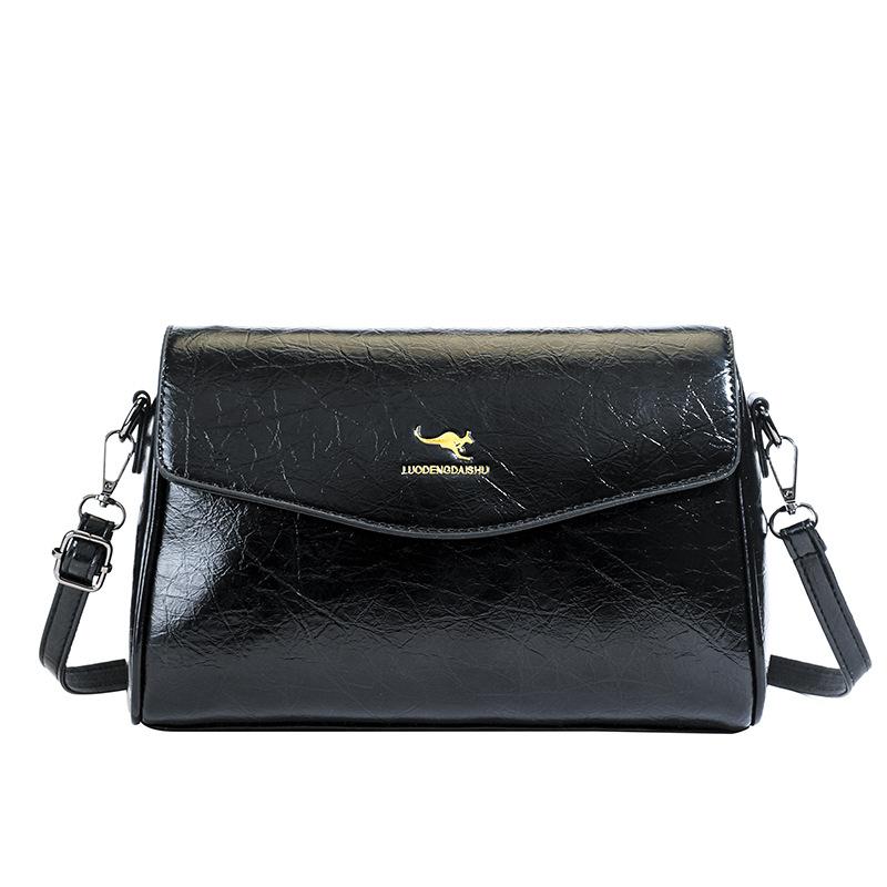 

Корейская версия сумки простая и новая, модная женская сумка-мессенджер из ПУ, изысканная сумка через плечо в стиле Сяосянфэн. чёрный