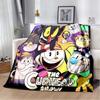 Cuphead & Mugman Flannel Blanket, Soft Throw with "Don't Deal With The Devil" Print, Cozy Bedding for Retro Game Fans