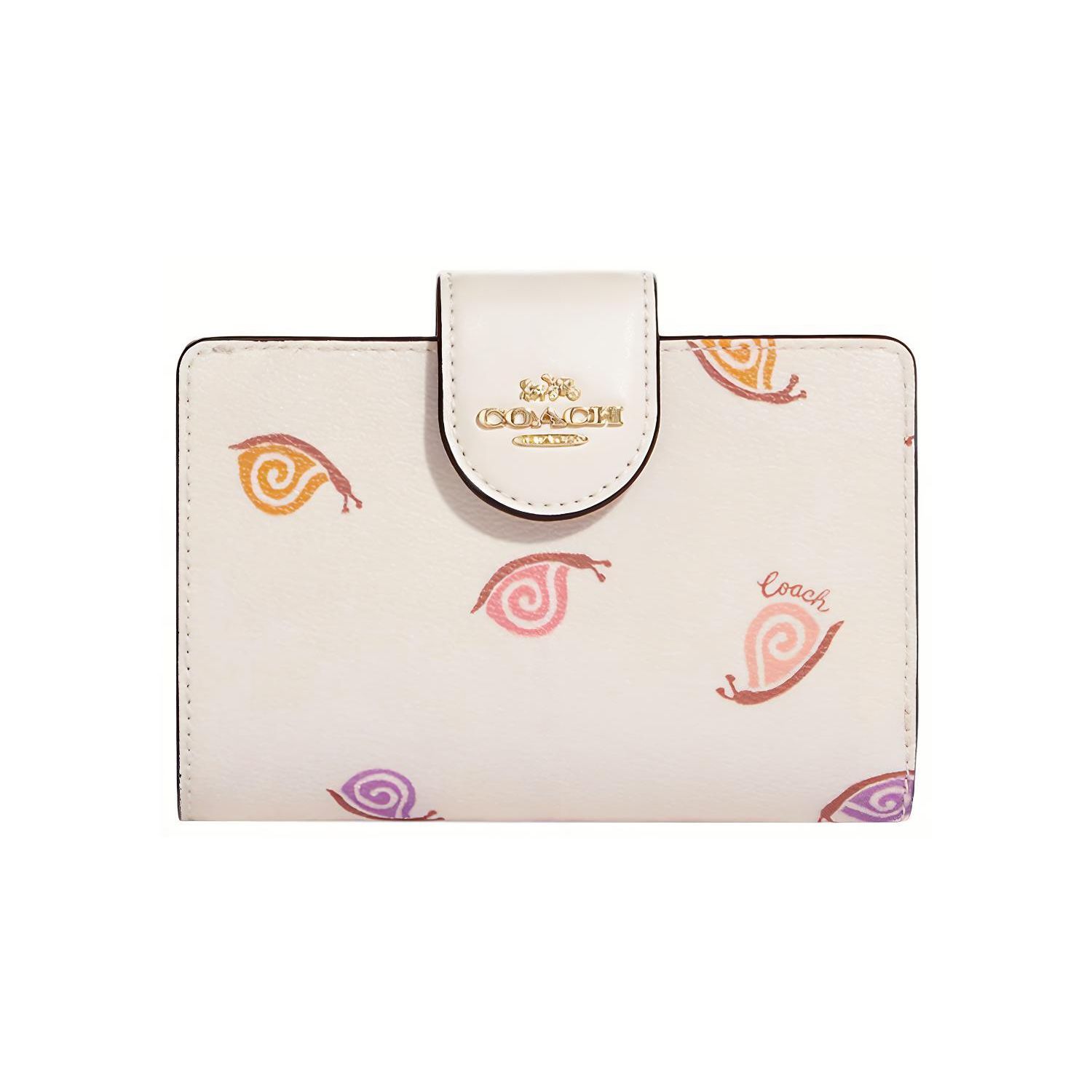 

Coach Corner Zip 13 Snail Print Multi-Slot Snap Closure Smooth Leather Coated Canvas Card Holder Wallet Women wallet Chalk-White CA789-IMCAH Basic Set (Bag+Dust Bag)