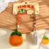 1pair Bag Hanging Knitted Flower Pendant Woolen Car Keyrings Cute Crochet Fruit Keychains  Backpack