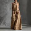 Women's Summer 2 Piece Outfits Backless Halter Sleeveless Top And Wide Leg Pants Sets Casual Vacation Matching Lounge Set