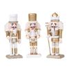 3Pieces Christmas Wooden Nutcracker Ornament Wood Standing Figurines Holiday Tabletop Shelf Home Display Decors