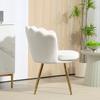 Shell Armchair Vanity Chair Velvet Armchair Living Room Chair With Golden Metal Legs Cream