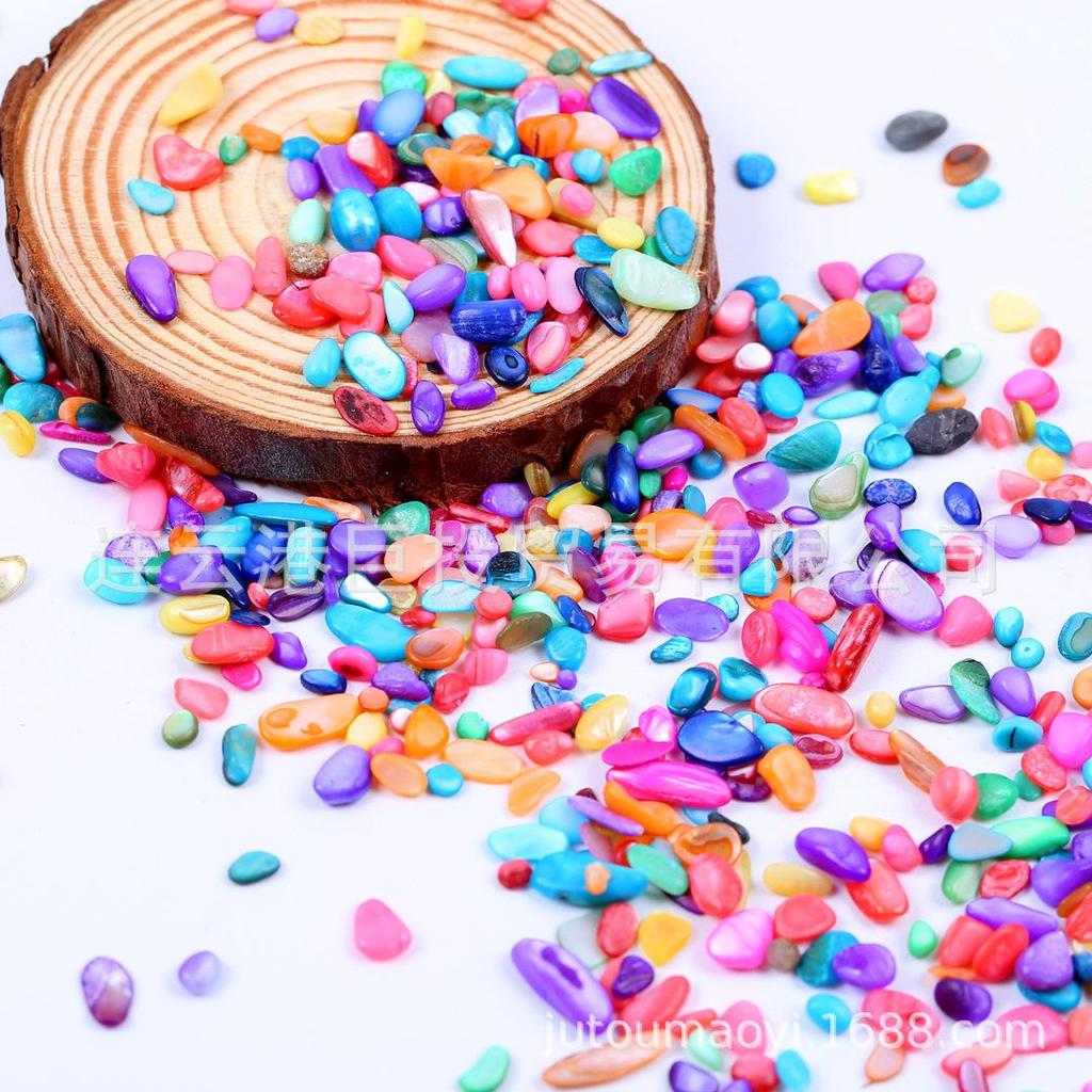 Colorful Crushed Shell Stone Nail Tips & Decorative Gravel for Succulents, Fish Tanks, & Kids' Crafts