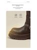 2025 New Women's British Style Martin Boots - Brown Retro Mid-Calf, Perfect for Early Autumn with Skirts