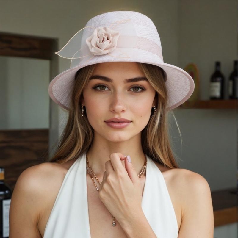 Women's Fashionable Mesh Sun Hat Flower Decoration Portable and Comfortable for Lady, Ideal for Travel