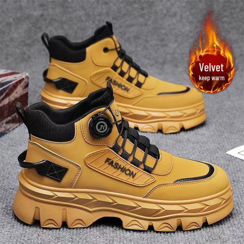 2026 Men's High-Top Martin Boots: Trendy, Thick Sole, Height-Increasing, Anti-Slip Casual Sports Shoes for Spring/Autumn.