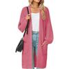 Solid Color Women's Knitted Mid-length Cardigan with Pockets