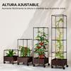 Planter With Trellis Wheels With Drainage For Growing Vegetables Flowers Herbs 40x40x165 Cm Brown