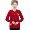 Elderly Women's Spring Embroidered Knitted Cardigan