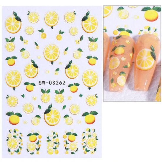Frucht-Nagelkunst-Aufkleber Selbstklebend Zitrone Erdbeere Blaubeere Maniküre-Dekor Aufkleber Einfach anzuwenden Zuhause Salon DIY Nagelzubehör