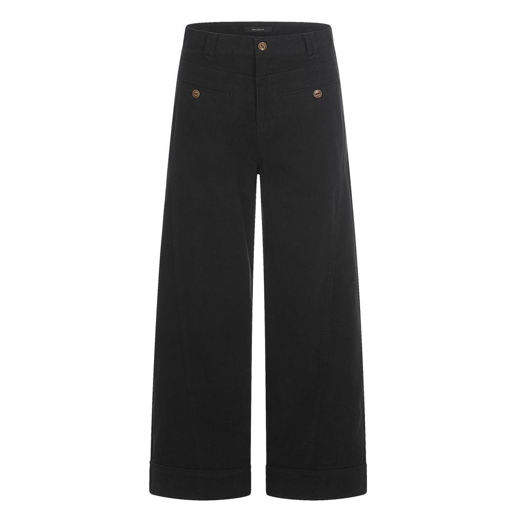 Yongfang Unisex Retro Wide-Leg Work Pants with Button Pocket Design