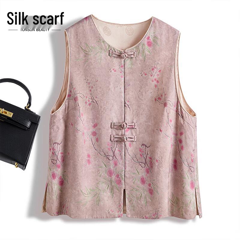 Women s Retro Chinese Style Round Neck Vest L