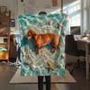 Sea water puppy kitten Print Flannel Blanket,High quality Comfortable for All Seasons,Home Decor,Warmth and Comfort,Perfect for Christmas Gifts