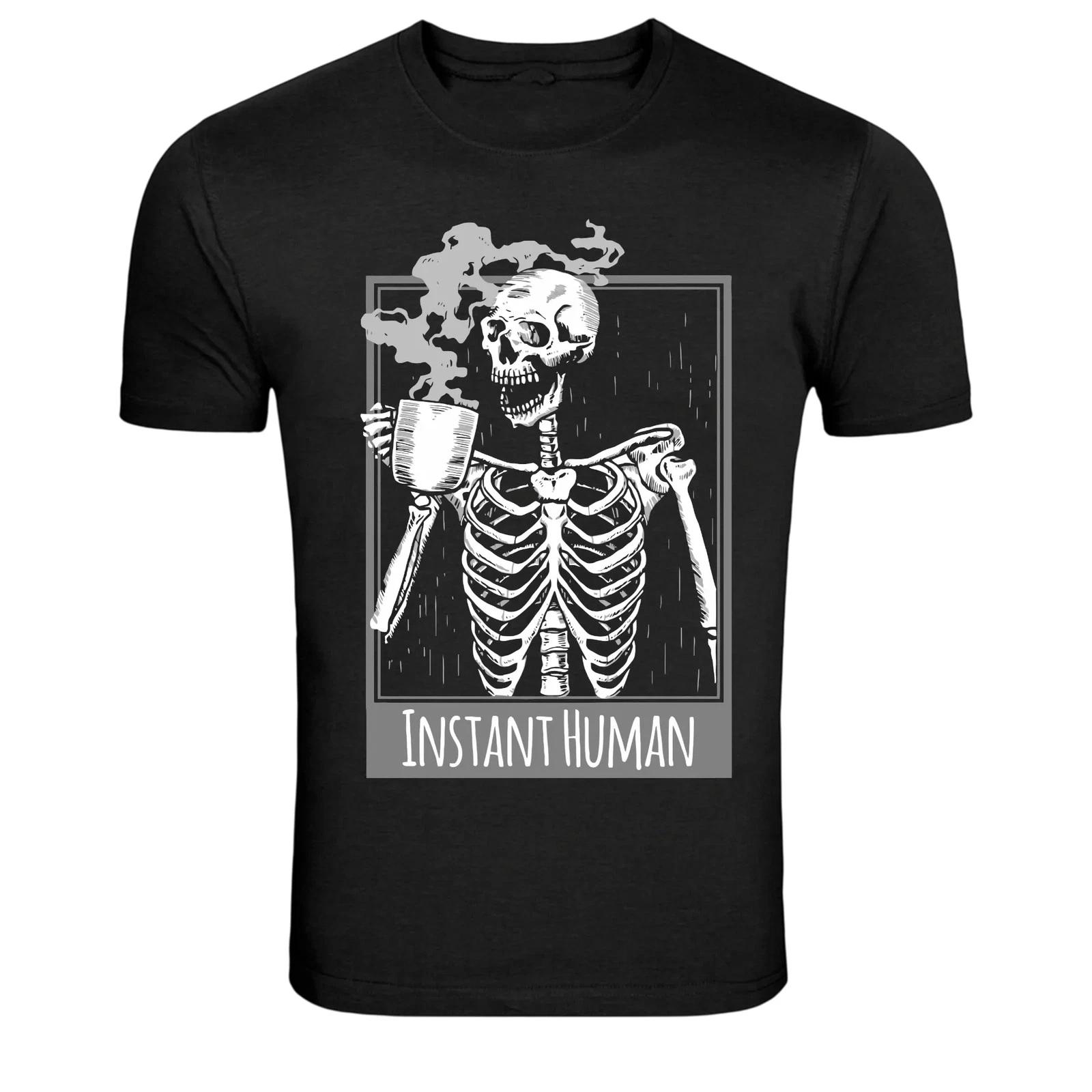 Instant Human Skeleton Coffee Funny Graphic T-Shirt 2XL