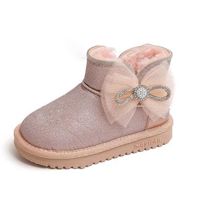 Fashion Girls' Cotton Shoes -2024 Winter New Style with Thickened Lining for Comfortable Fur and Snow Boots Kids Shoes for Girl