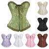Zipper Jacquard Underbust Corset Lace Up Steel Boned Corset Waist Trainer Y2k Tops Jacquard Fabric Bustier Top Date Night