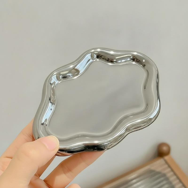 Vassoio Decorativo Irregolare a Forma di Nuvola Finitura Lucidato a Specchio Vassoio Piccolo Portatile per Toeletta Bagno Viaggio Hotel Decorazione da Tavolo