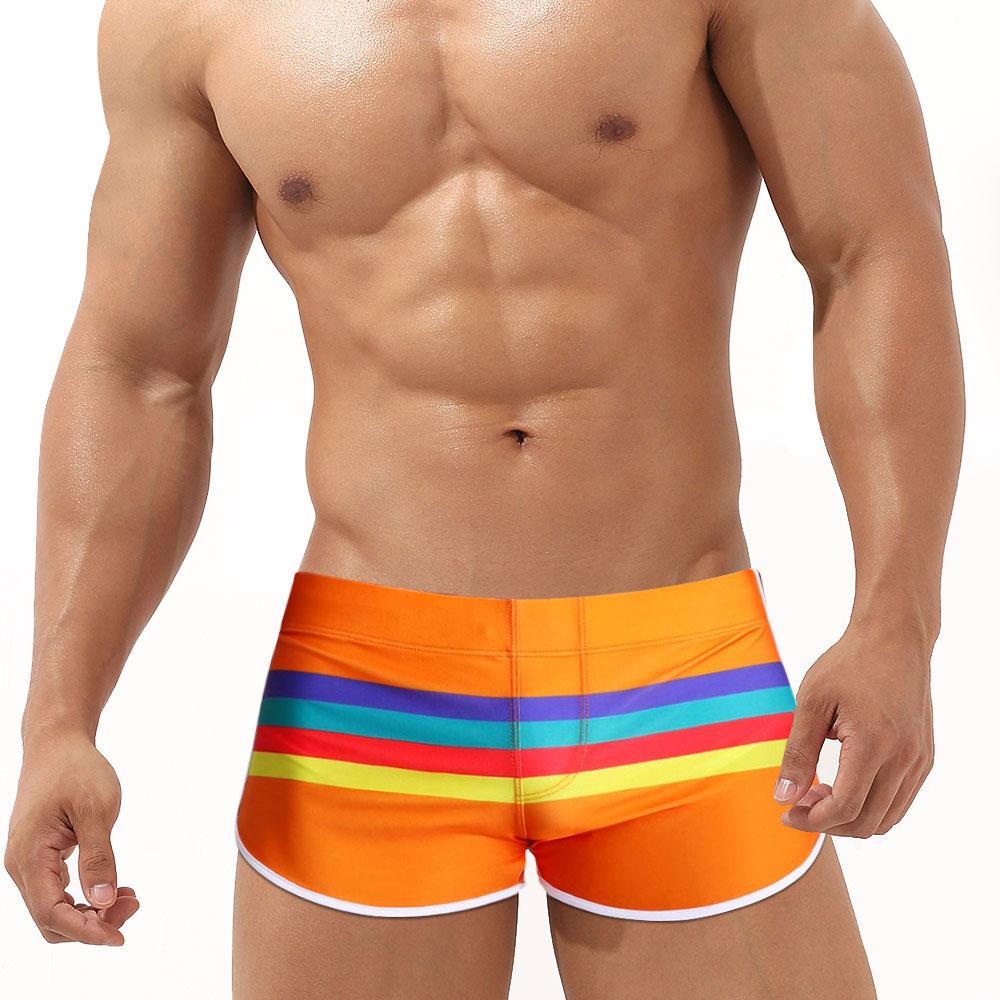 Men Swim Trunks Fit Sexy Swimwear Beach Wear Tanning Surfing Black Flower