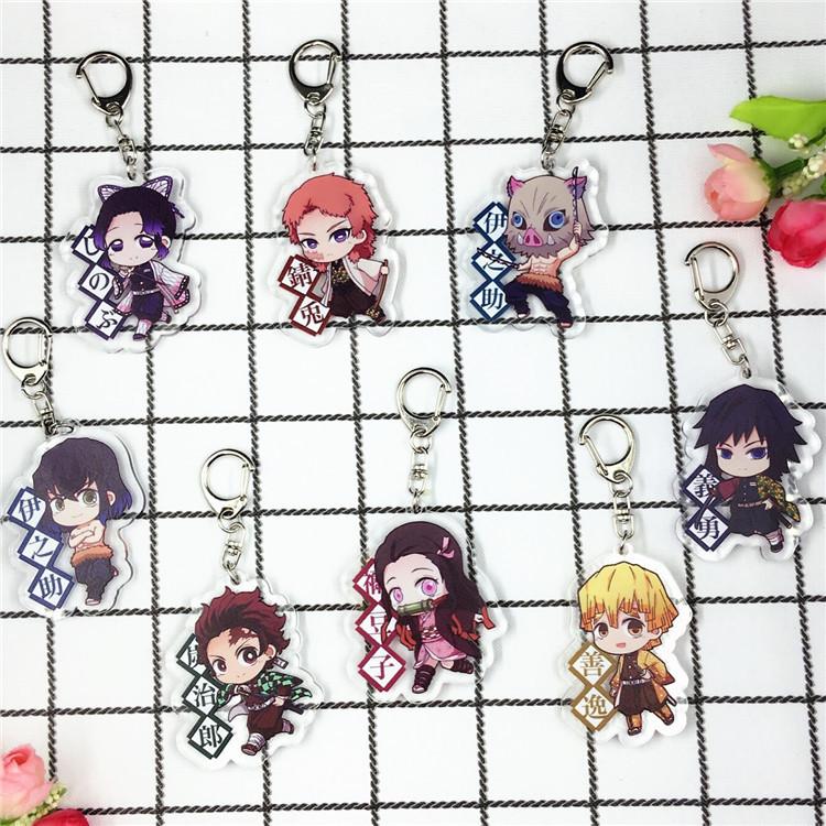 Anime Games Demon Slayer Blade Kadomon Tanjiro Cartoon Character Acrylic Keychain Metal Decoration Accessory Gift Pendant