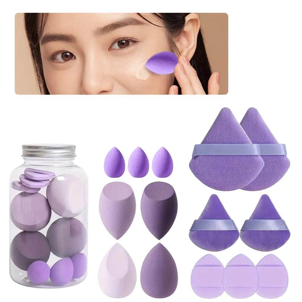 14Pcs Makeup Sponge Set Hydrophilic Polyurethane Pink Purple Brown Orange Black