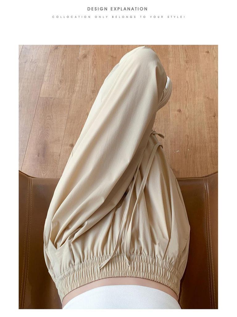 Women's Summer Ice Silk High-Waist Wide-Leg Pants: Lightweight, Casual, Japanese-Inspired, Textured Drape Skirt Pants