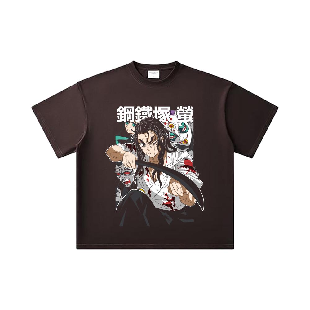 260 GSM Double Yarn 32 Count 100% Cotton Demon Slayer V27 Haganezuka Print Unisex Heavy Cotton T Shirt