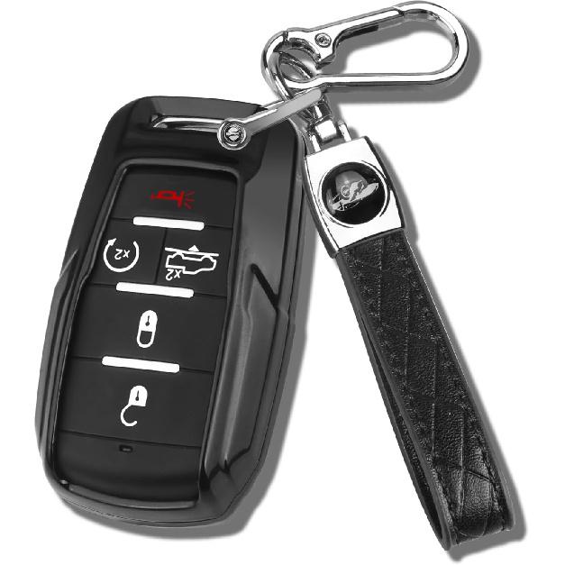 QBUC for Dodge RAM Key Fob Cover with Keychain Full Protection Durable ABS Shell Compatible with -2026 Dodge RAM 1500 2500 3500 Tradesman Big Horn чёрный