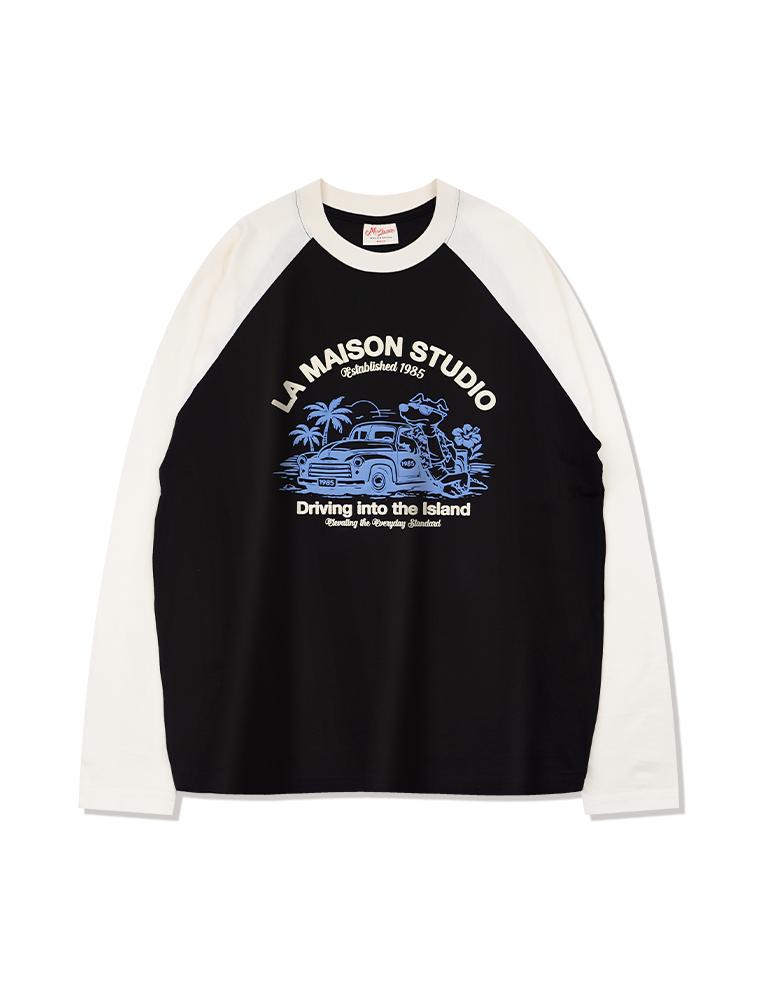 LA MAISON STUDIO Drive Puppy Raglan Long Sleeve Black(Fcg1Ts691M)